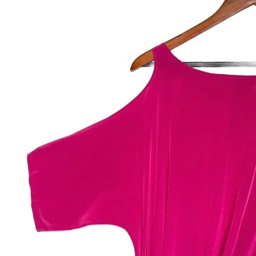 Jay Godfrey Magenta Pink Cold-Shoulder Cutouts Wrap Drape Silk Mini Dress NWT - Image 4