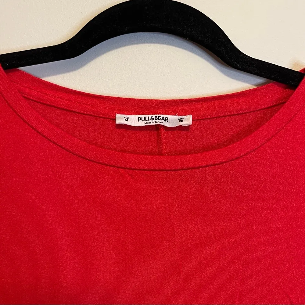 Pull&Bear Red Tank Top Dress with White Stripe on Down the Sides Size Medium - Image 4