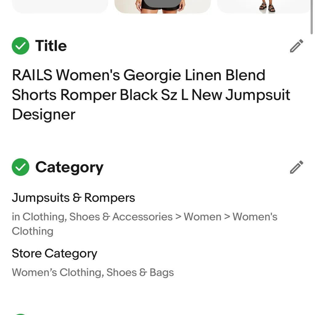 RAILS Women's Georgie Linen Blend Shorts Romper Black Sz L New Jumpsuit Designer - Image 13