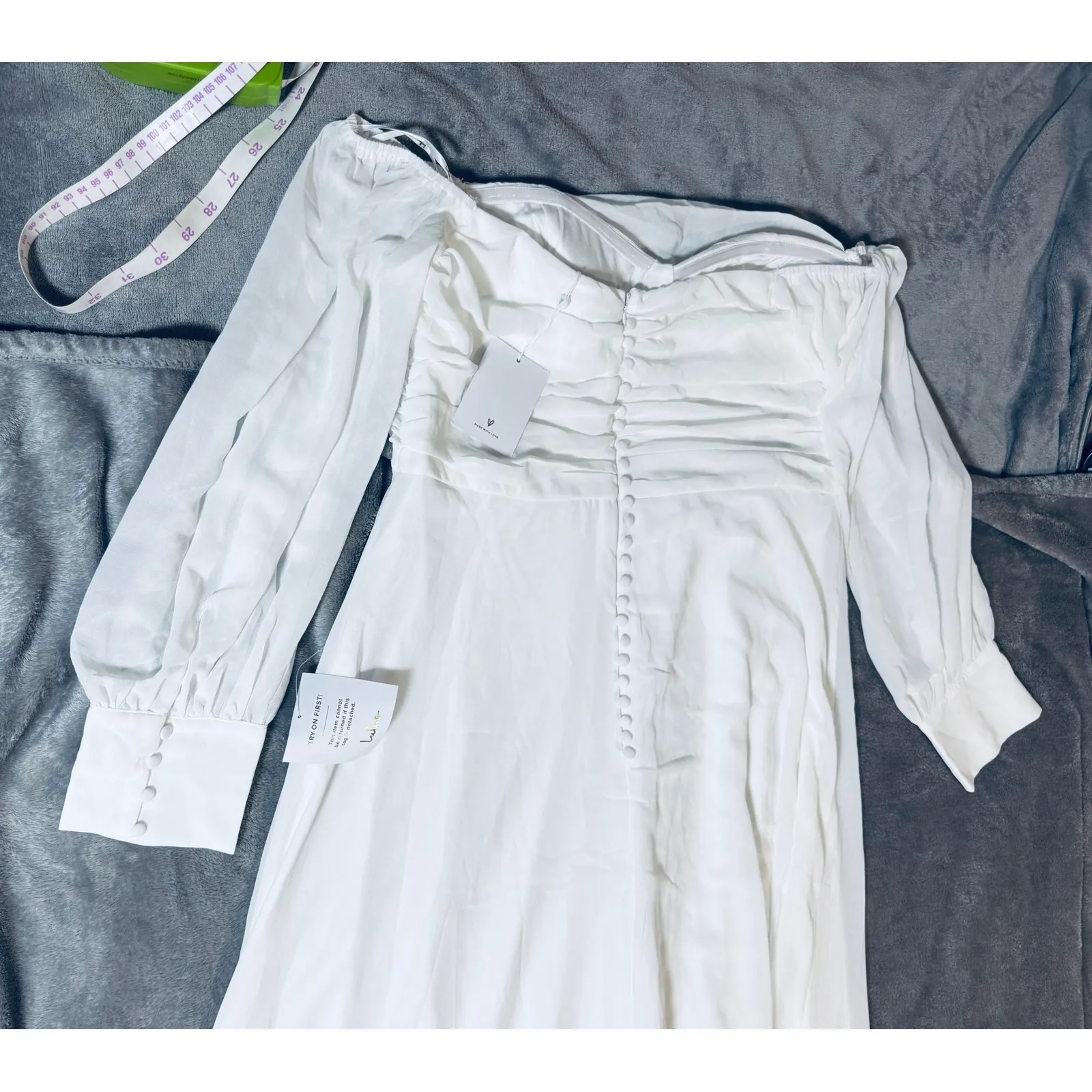 NWT Lulus Adorna White Off-the-Shoulder Maxi Dress Size XL White Sleeves‎ - Image 11