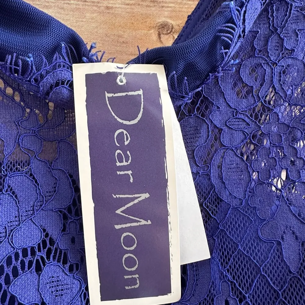 Dear Moon Dress Juniors Size 5 Blue Lace Mini Sheath Party Cocktail NWT - Image 5