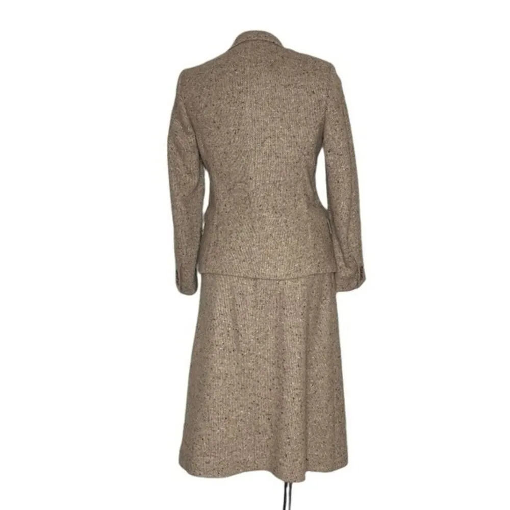 THE VILLAGER Suit Beige Speckled Skirt Blazer Suit Vintage Wool Tan Size undefined - Image 2