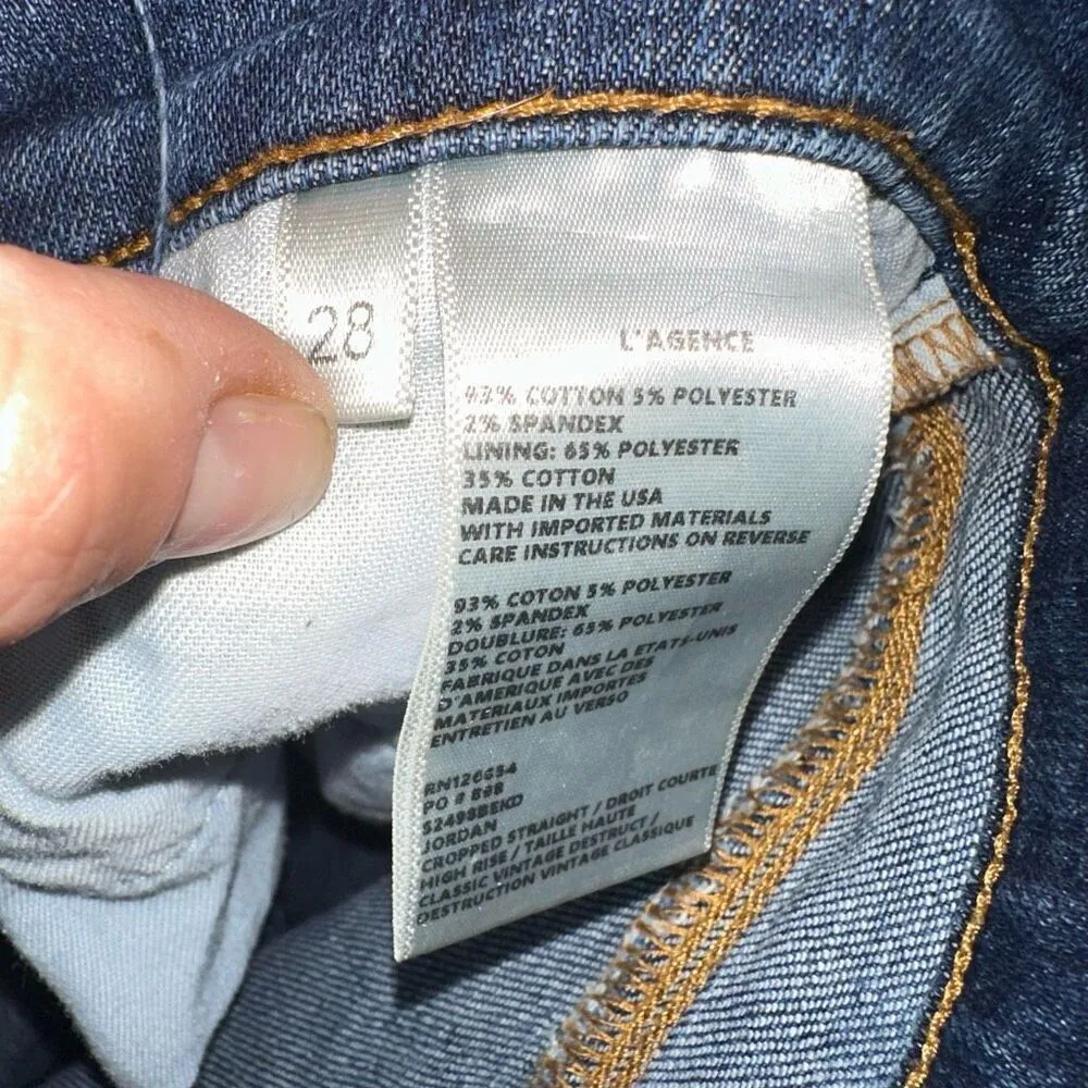 L’Agence Jordan high rise distressed 28 cropped straight jeans - Image 5