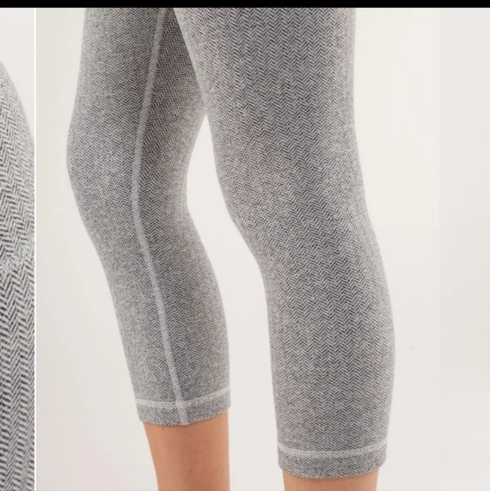 Lululemon Herringbone Light Gray Cropped Leggings Sz 4 Rare Pattern - Image 12