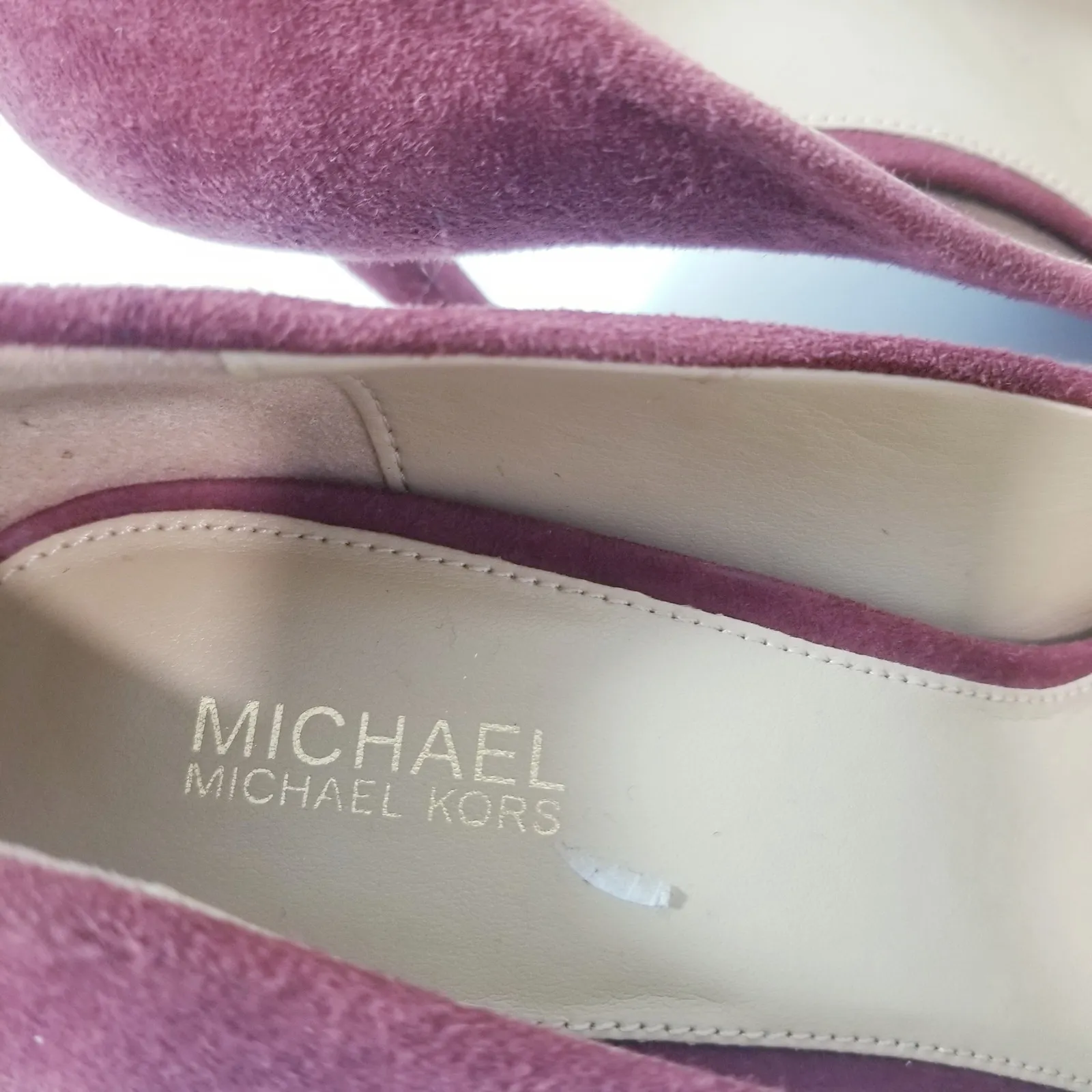 MICHAEL Michael Kors Leather Suede Pumps Heels Pointer Toe - Image 5