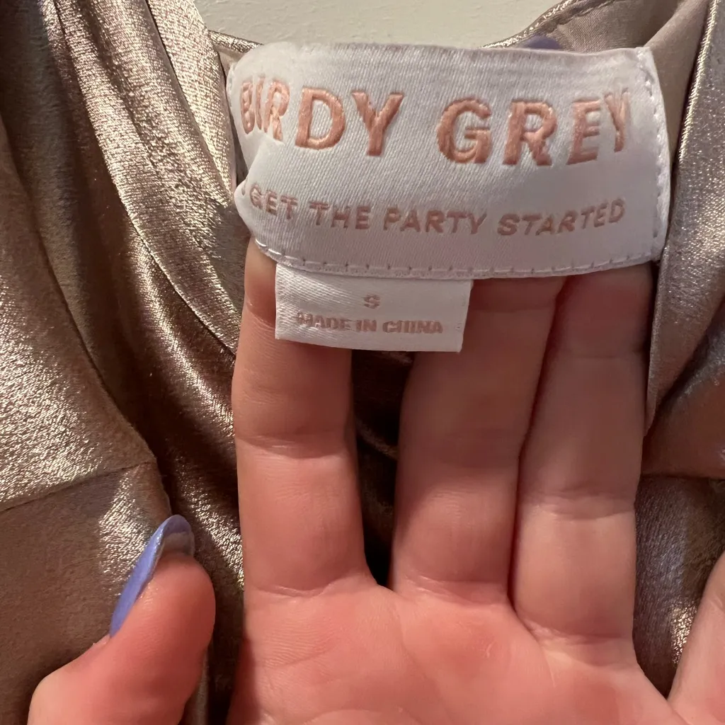 Birdy grey Lisa long bridesmaid dress in satin taupe - Image 6