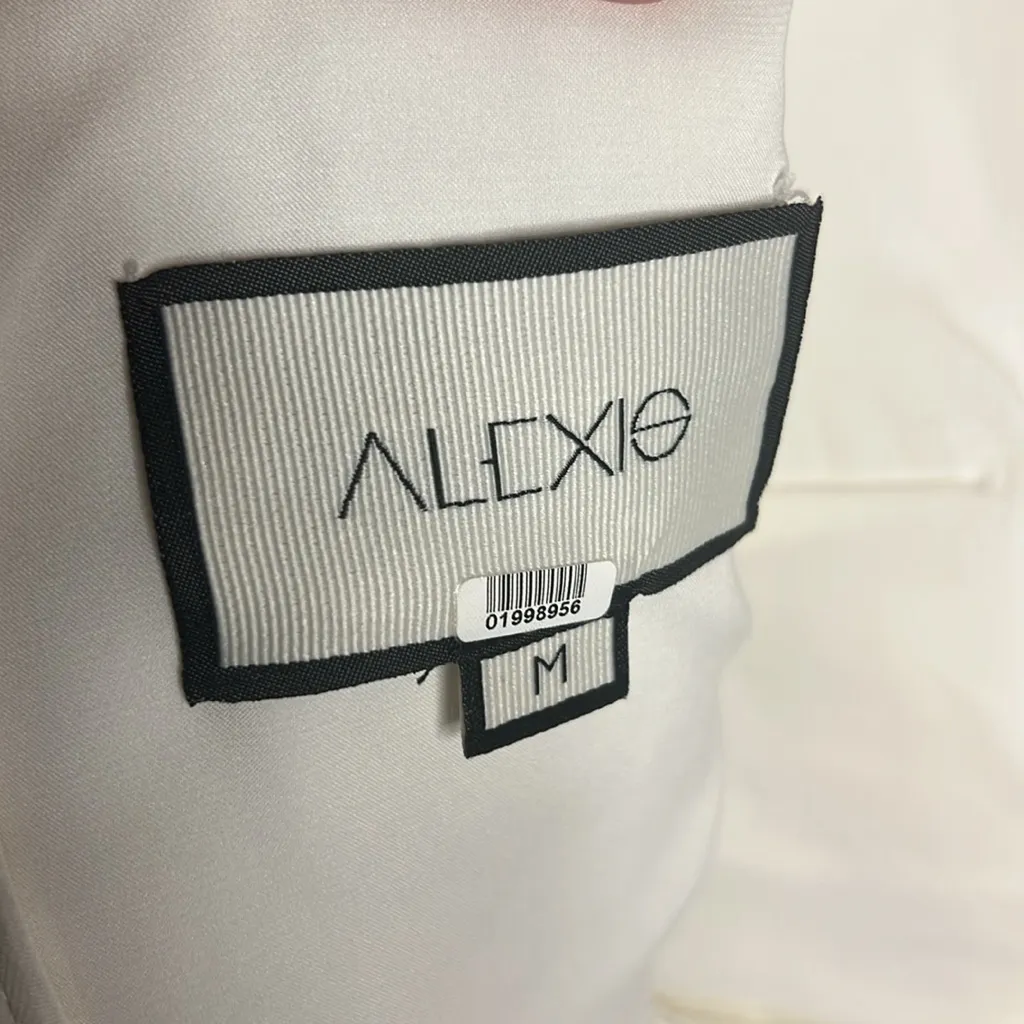 Alexis Fosetta White Linen Dress Bridal Bride Asymmetrical Midi Zip Designer - Image 11