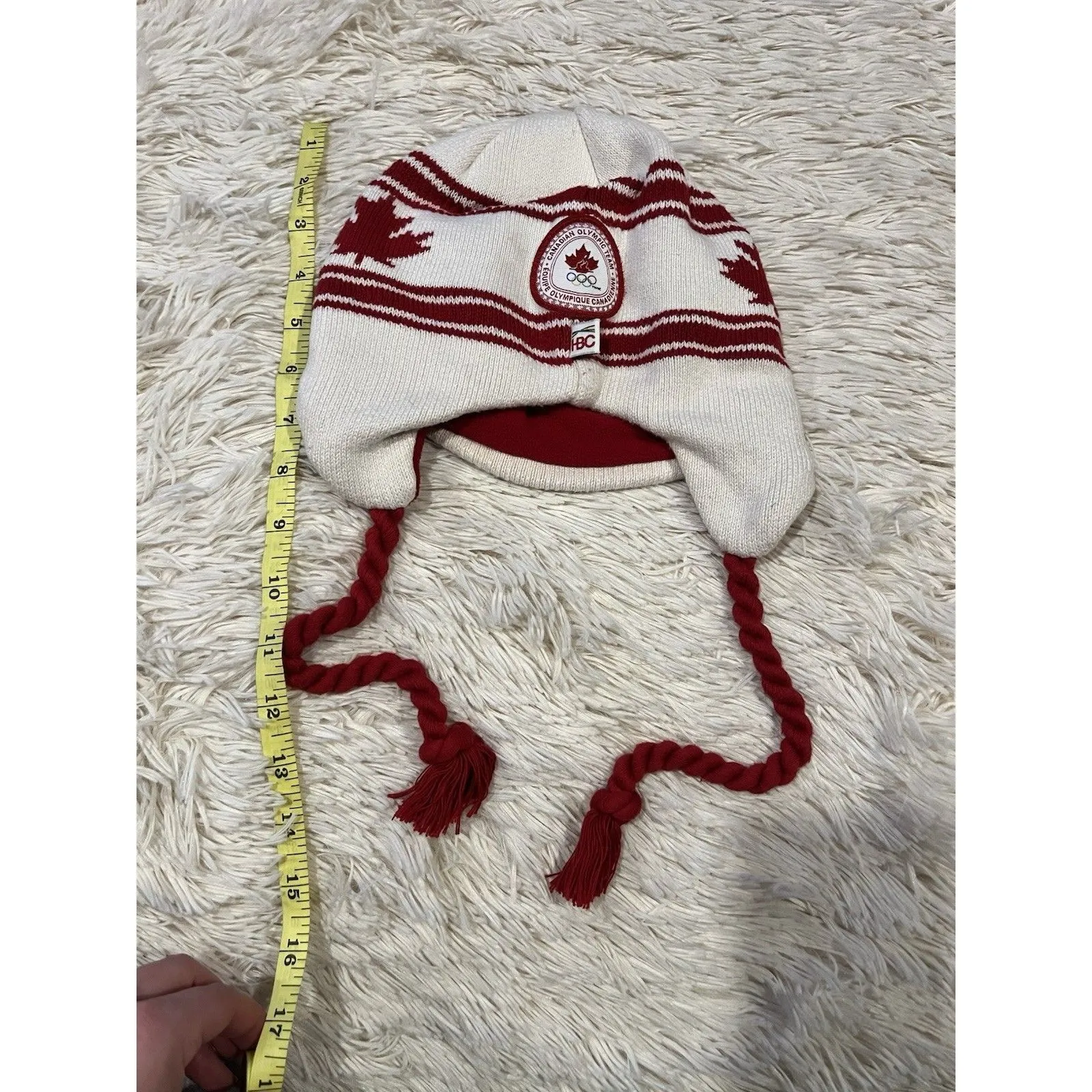 HBC Canada Olympics Toque Beanie Hat Adult One Size Torino 2006 Red Tassels - Image 2