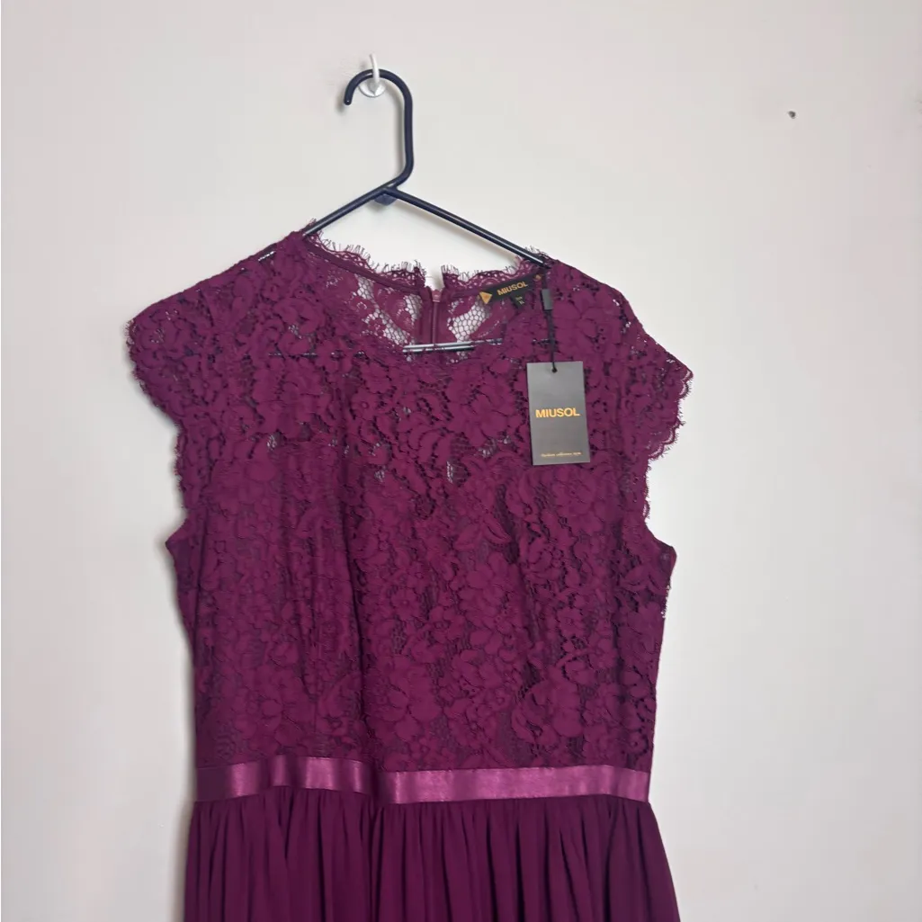 Miusol NWT Formal Magenta Floral Lace Bridesmaid Party Maxi Dress - Image 6