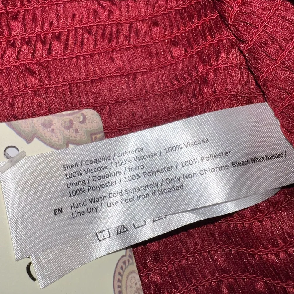 Band of the Free LEA RHUBARB SMOCKED
CROP TOP, size Large Red - Image 7