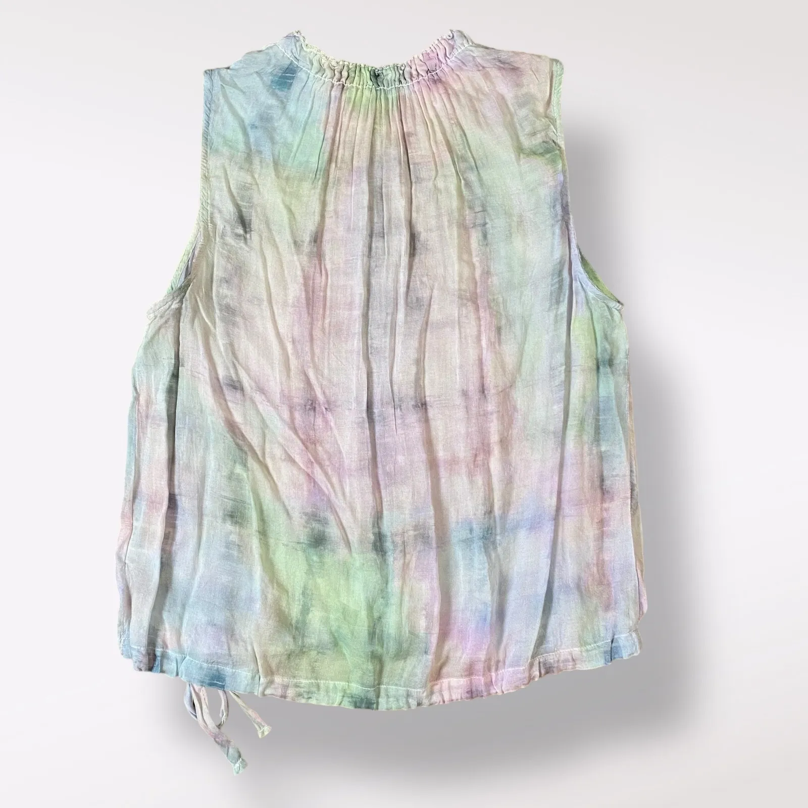 Bella Dahl Smocked Short Sleeve Blouse in Ethereal Pastel Size S Boho Indie‎ - Image 3
