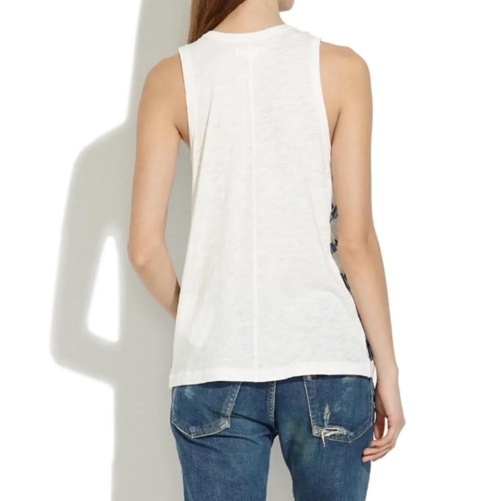MADEWELL White Navy Geo Embroidery Tank Top EUC XS - Image 10