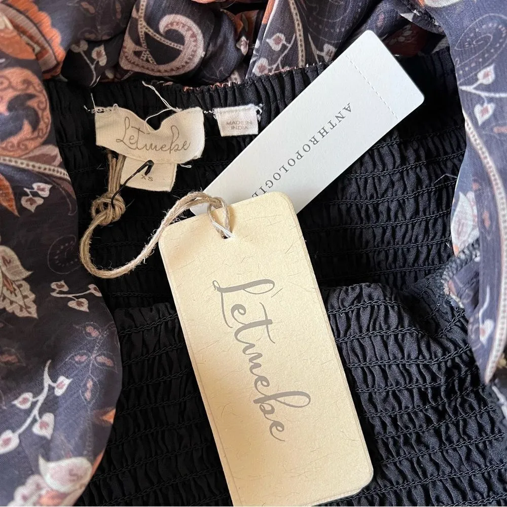 Anthropologie Let Me Be Square-Neck Smocked Boho Maxi Dress NEW Size XS - Image 11