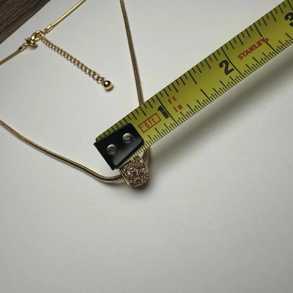 Joan Rivers Soft Brown Champagne Rhinestone Pendant Gold Tone Chain Necklace - Image 5