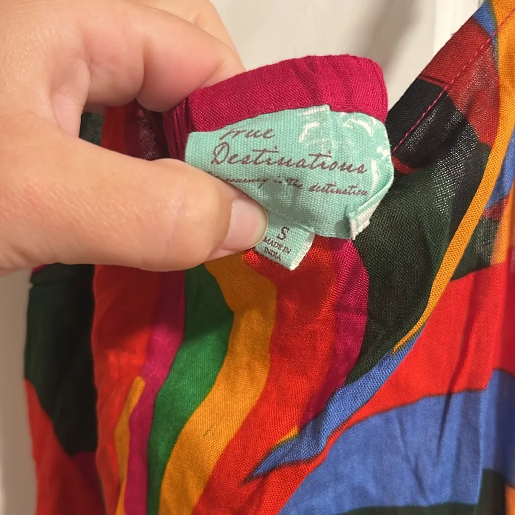 True Destinations Tropical Beach Maxi Dress with Wooden Bead Straps Size Small Pink - Image 6