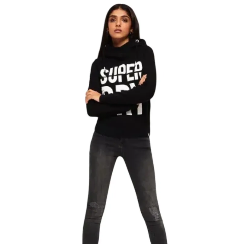 Superdry Dimension Panel Sport Crop Hoodie Black Size 8 - Image 2