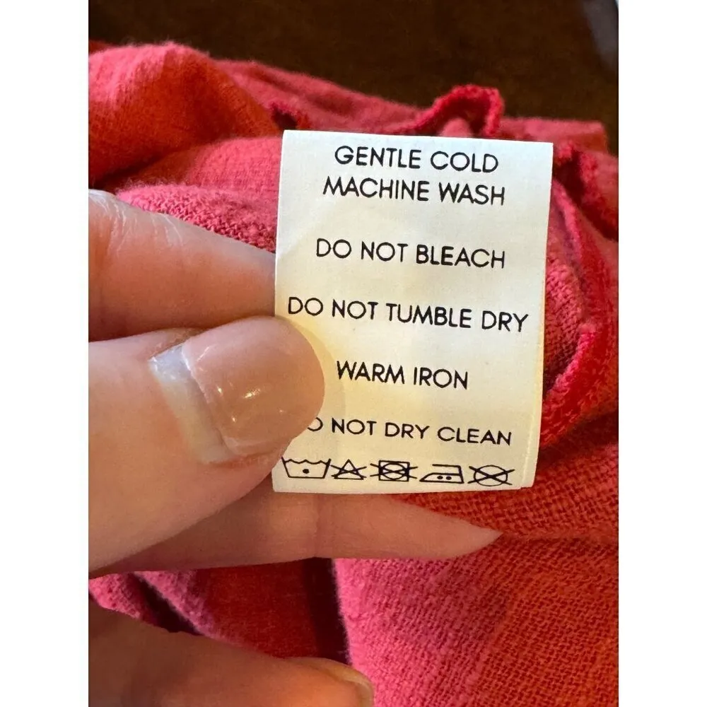 LPA Pants Women Medium Red Gauzy Cotton Elastic Tie Waist High Rise Tapered - Image 7