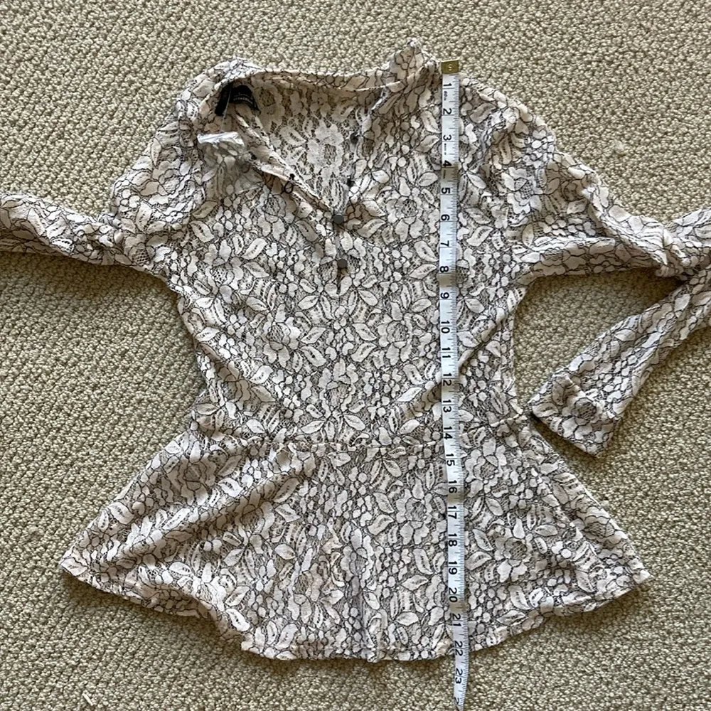 NEW Forever 21 Sheer Lacy Peplum Blouse Black White Top Shirt Size Small NWT - Image 8