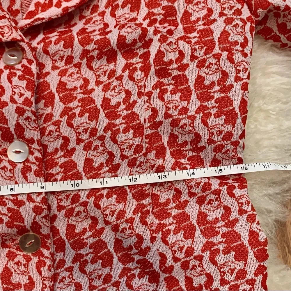 Vintage handmade red panda skirt suit Red Size 4 - Image 13