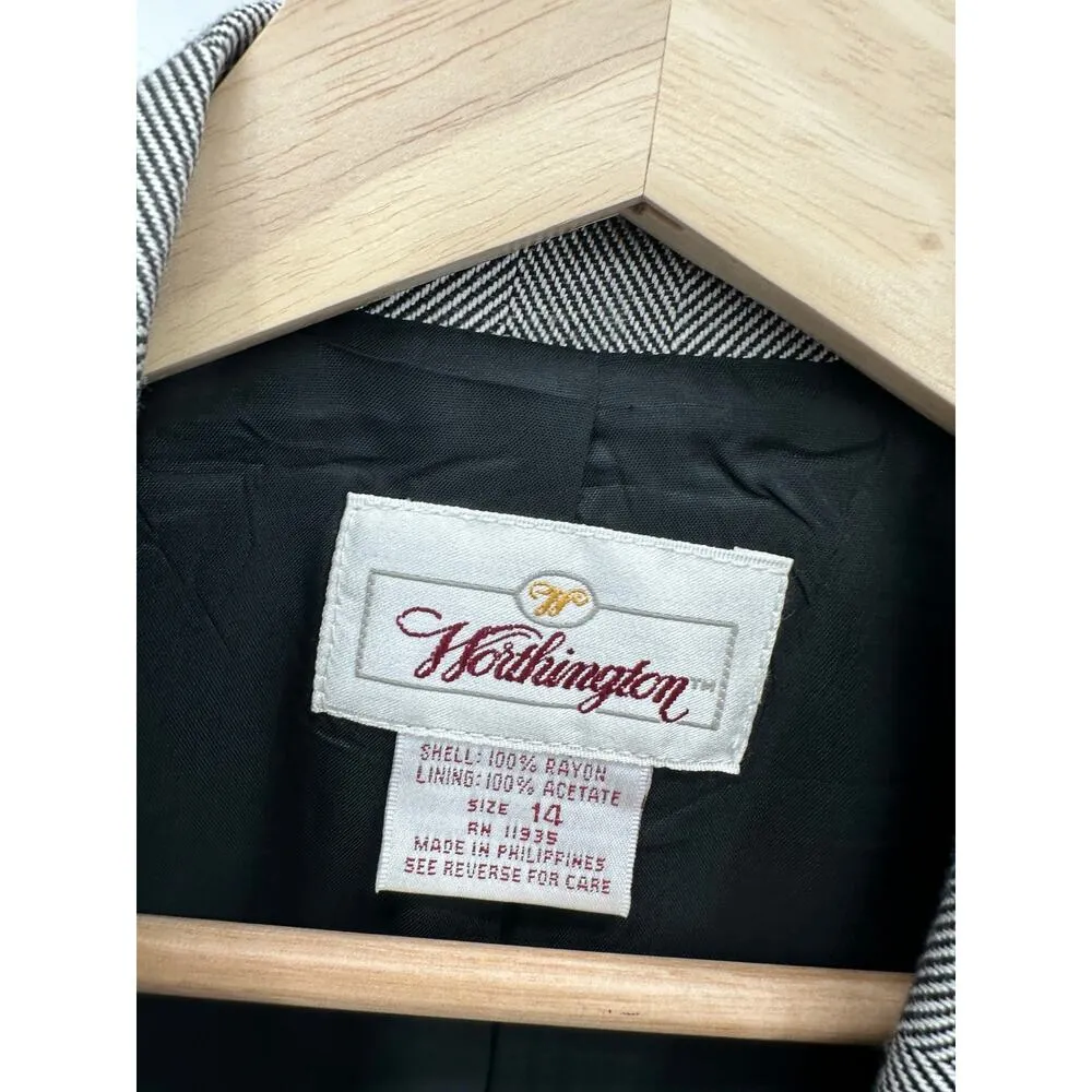 Worthington Skirt Suit Set Women 14 NWT Black Grey One Button Blazer Rayon - Image 5