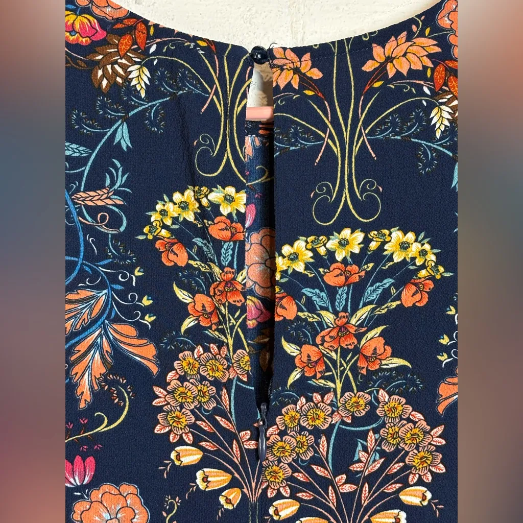 I. Madeline Woman’s Floral Formal Long Sleeve Classic Chic Dress Size Small Blue - Image 5