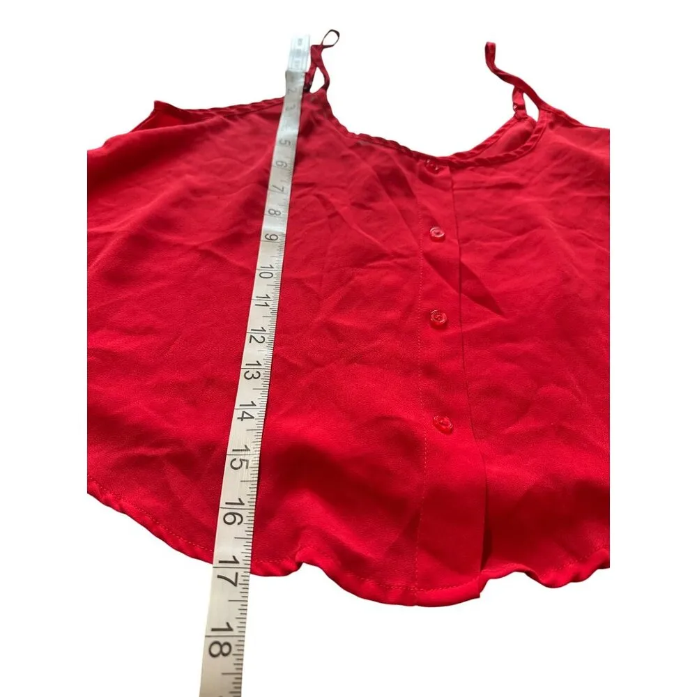 Ambiance Apparel Cropped Red Top Adjustable Spaghetti Strap Boho Chic Beach Sz M - Image 4