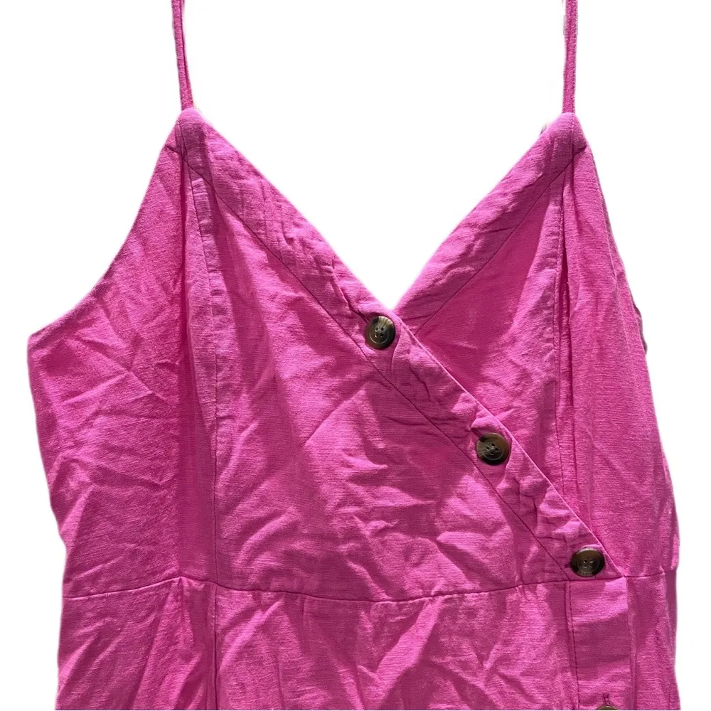 AMERICAN EAGLE • Magenta Cotton/Linen Button Down Dress • Size Large - Image 2