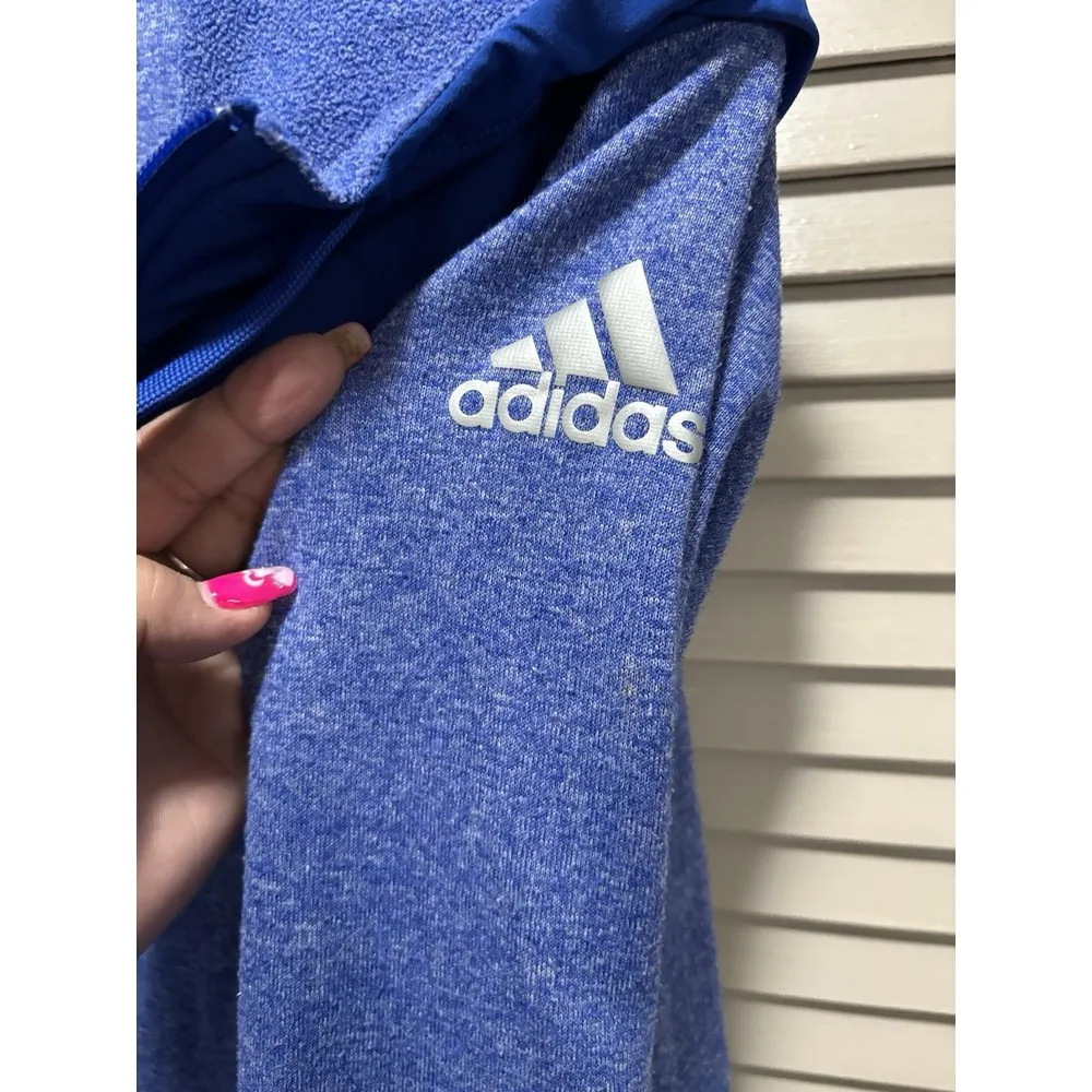 Adidas Climawarm‎ Blue Zip Up Athletic Jacket Size Large (16-18) Pockets Logo - Image 2