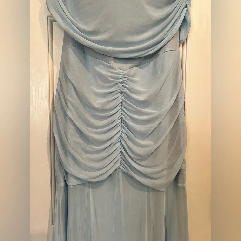 COMMENSE OFF THE SHOULDER RUCHED DRESS, pale blue XL • New With Tags - Image 12