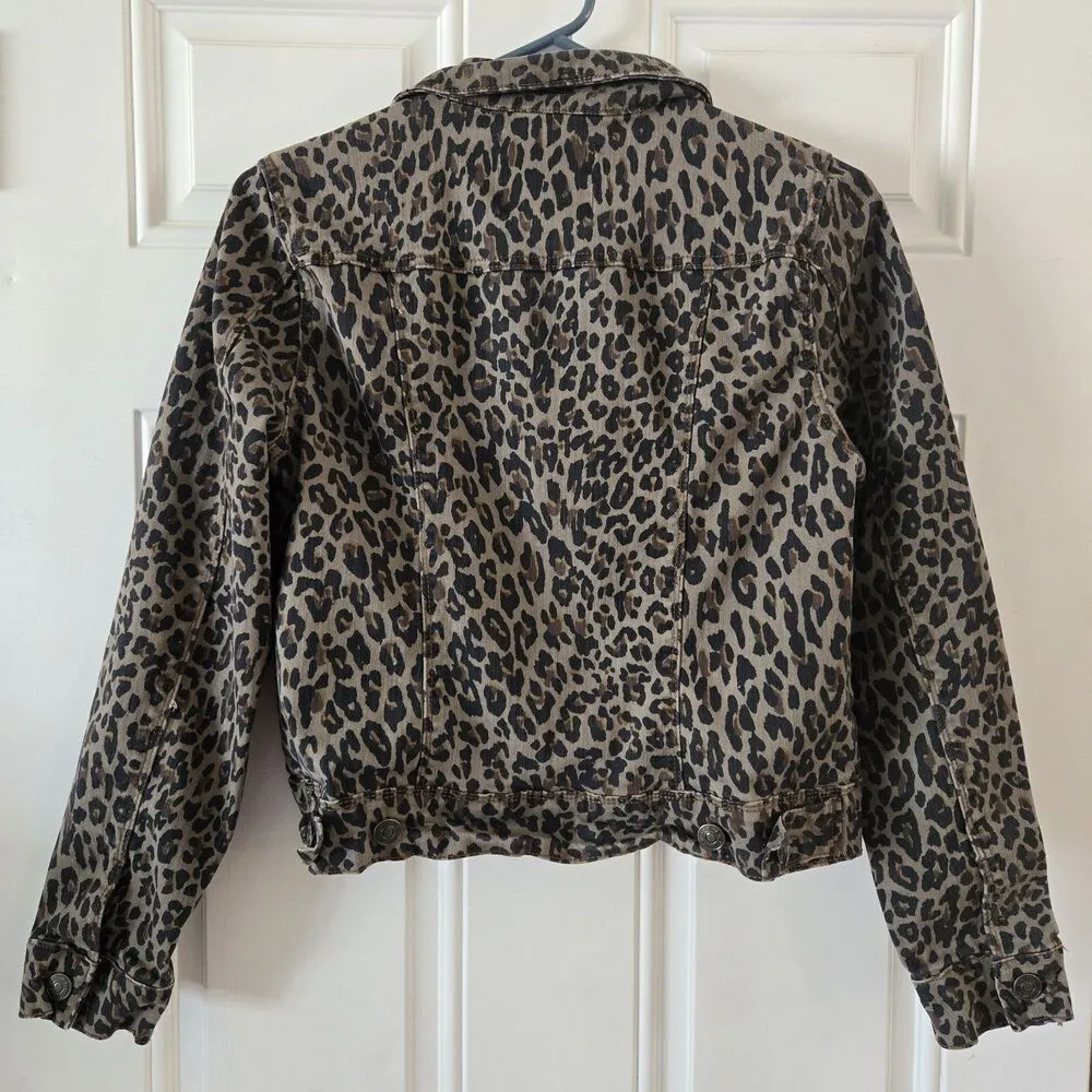 Nine West Jeans Women’s Sz Small Brown Cheetah Print Sarah Wild One Jean Jacket - Image 3