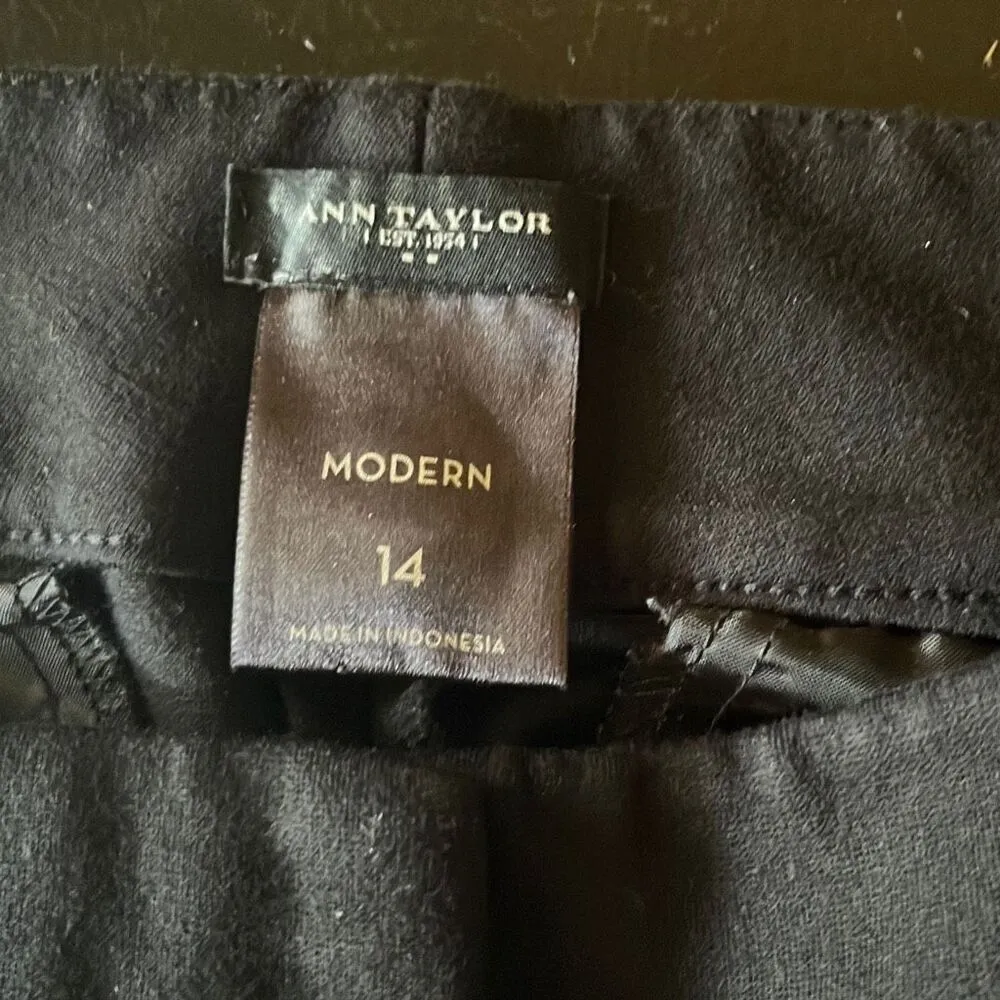 Ann Taylor Atlantic Black Cropped Wide Leg Casual Dress Pants Sz 14 Workwear - Image 4