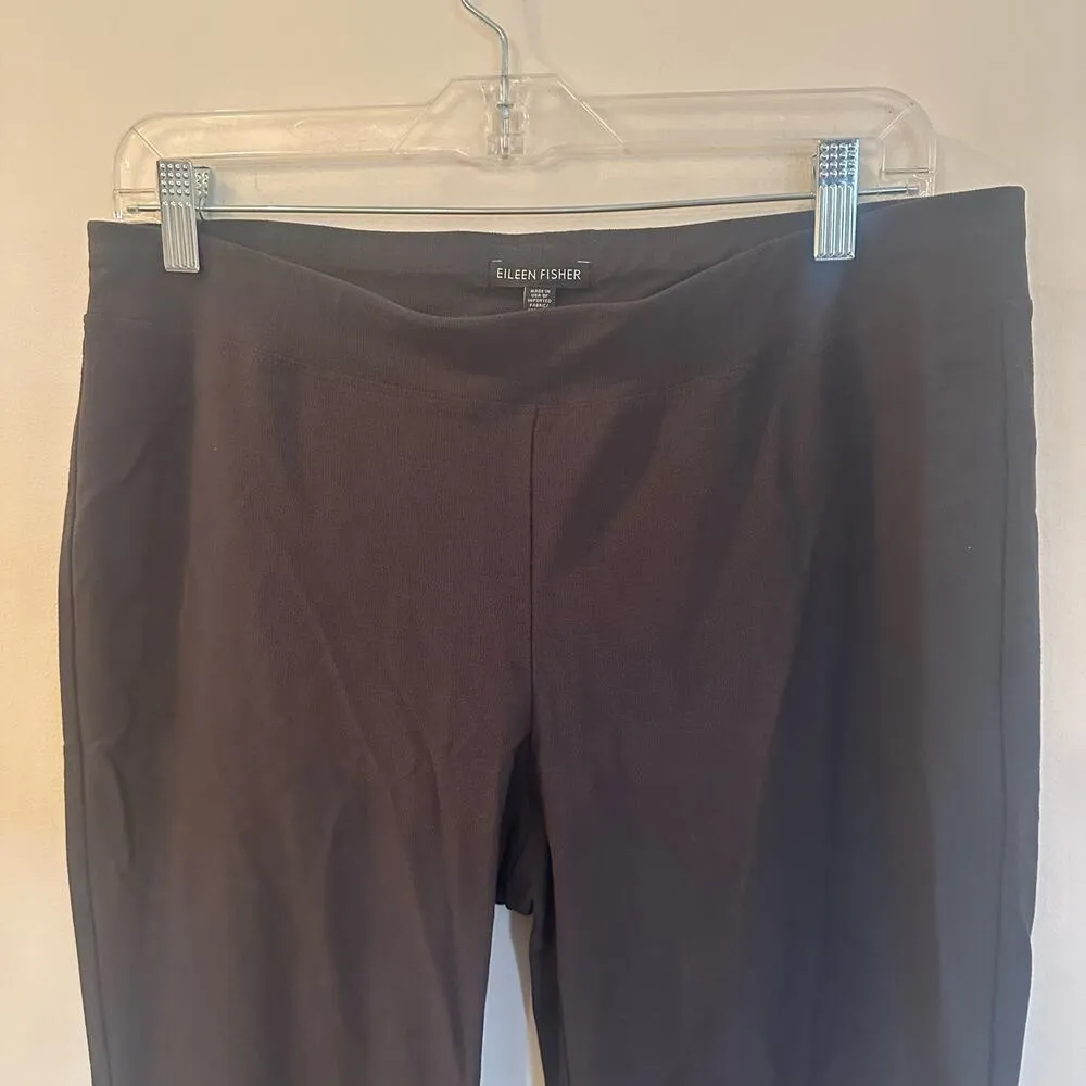 Eileen Fisher Pull On Pants sz M Gray Straight Leg Washable Stretch Crepe Pant - Image 2
