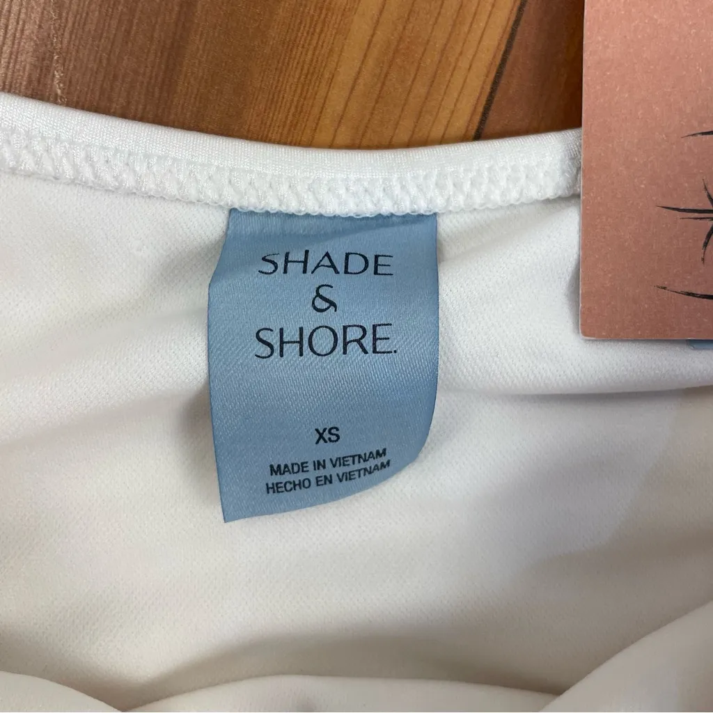 Shade & Shore Glossy Off White Bikini Set High Waist Cheeky Triangle Top XS New - Image 11