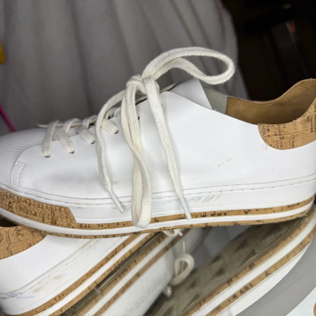 Schutz Murphy Women's White with Cork Details Platform Leather Sneakers Size 7.5 - Image 12