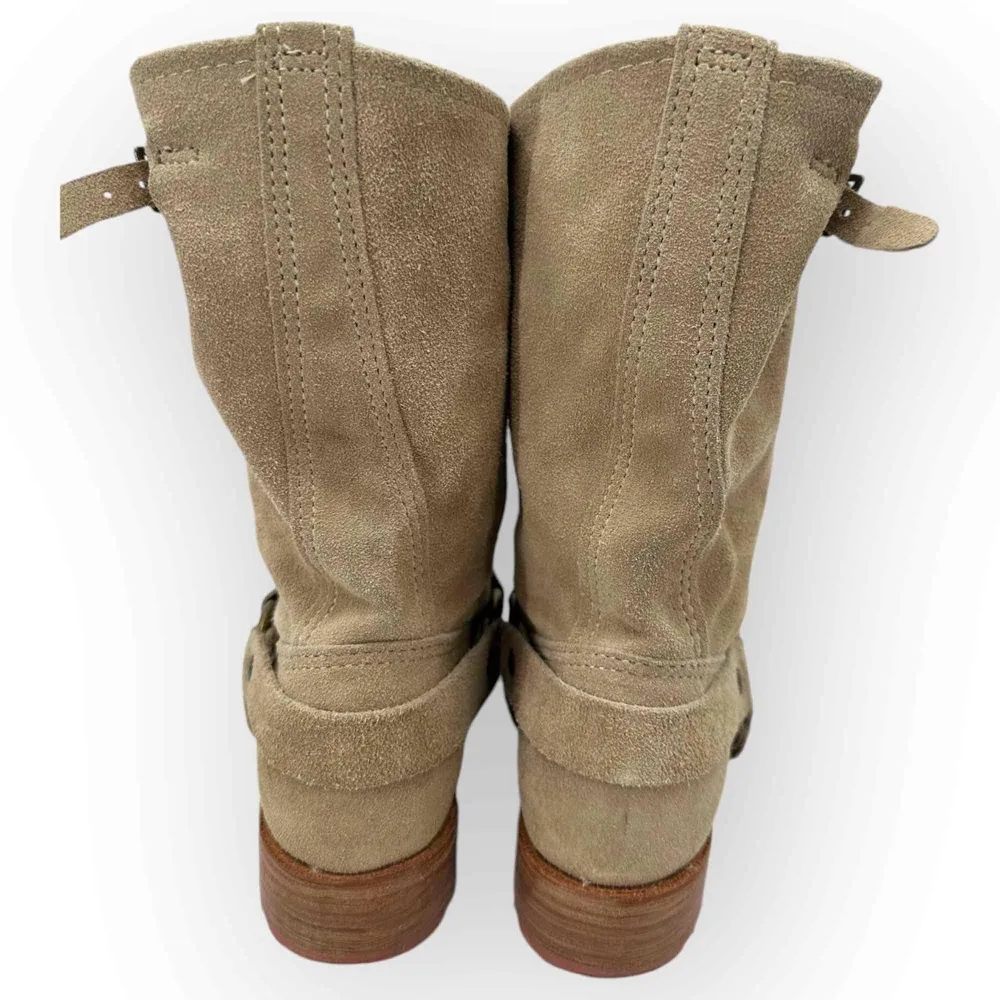 Vintage Juliette Harness beige suede Classic American heritage boots buckle - Image 10