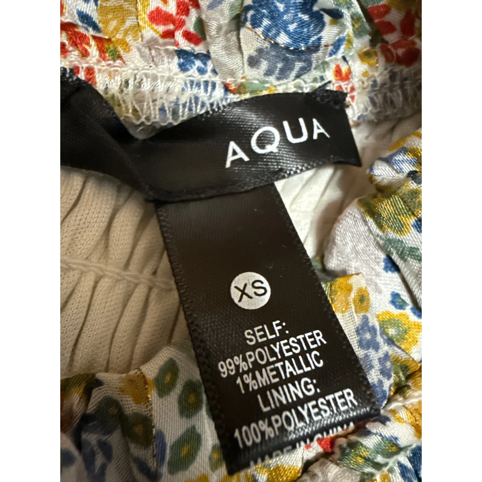 Aqua Multicolor Floral Smocked Tiered Ruffle Long Sleeve Mini A-line Dress Sz XS - Image 3