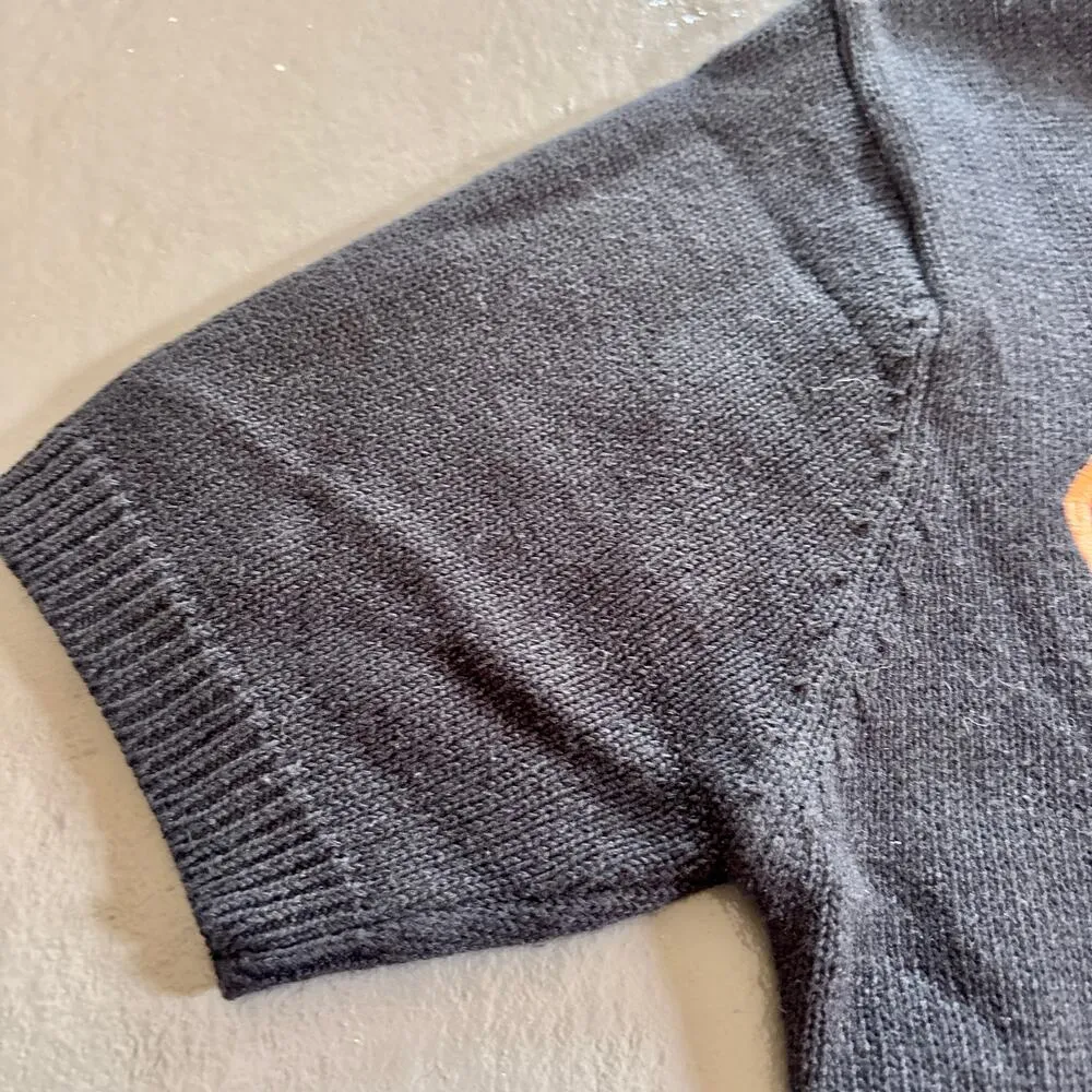 Vintage Terazzo Woven Basket Print Cardigan Cottagecore Sweater Size S - Image 6