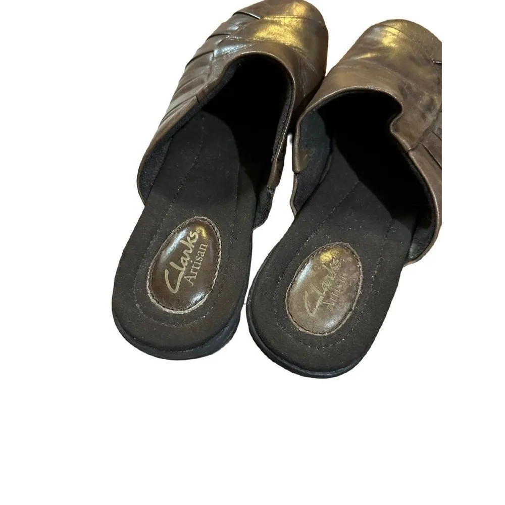 Clarks Artisan Clarks Womens Ruthie Shine Mule Clogs 62404 Brown Leather Shoes 8 - Image 7