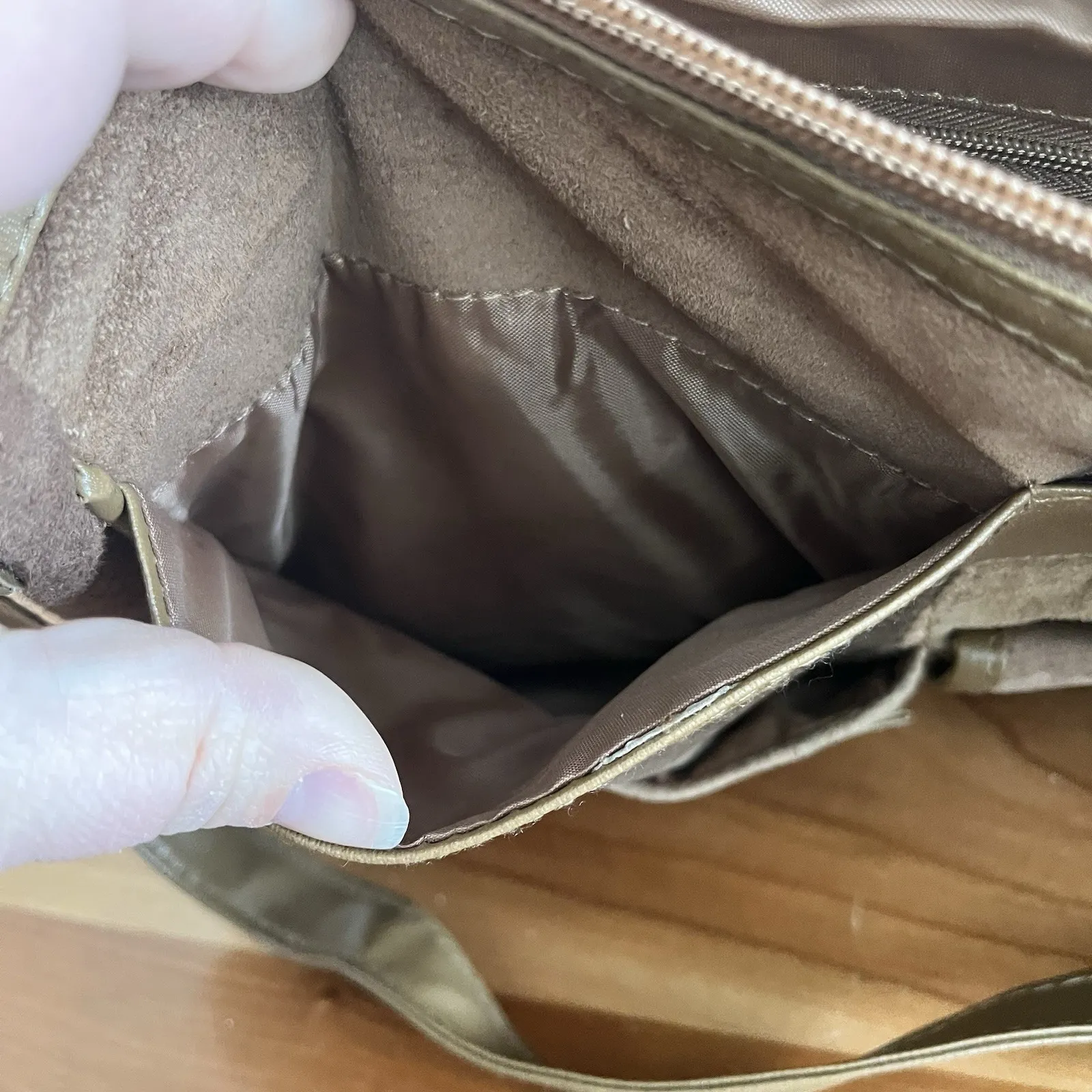 Patchwork Soft Leather & Suede Handbag Purse Shoulder Bag & Coin Purse Tan Brown - Image 8