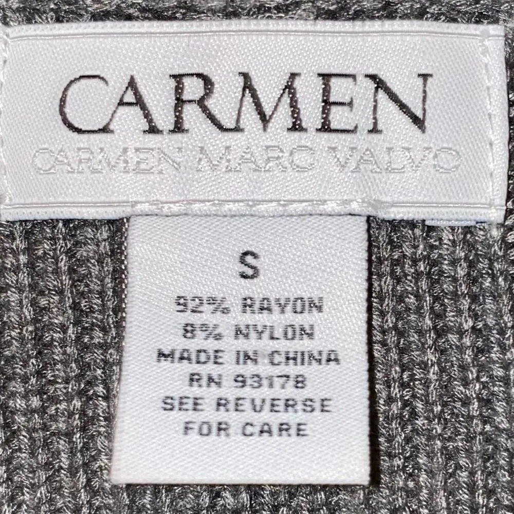 Carmen Marc Valvo Gray Knit Long Sleeve Open Front Cardigan - Image 3