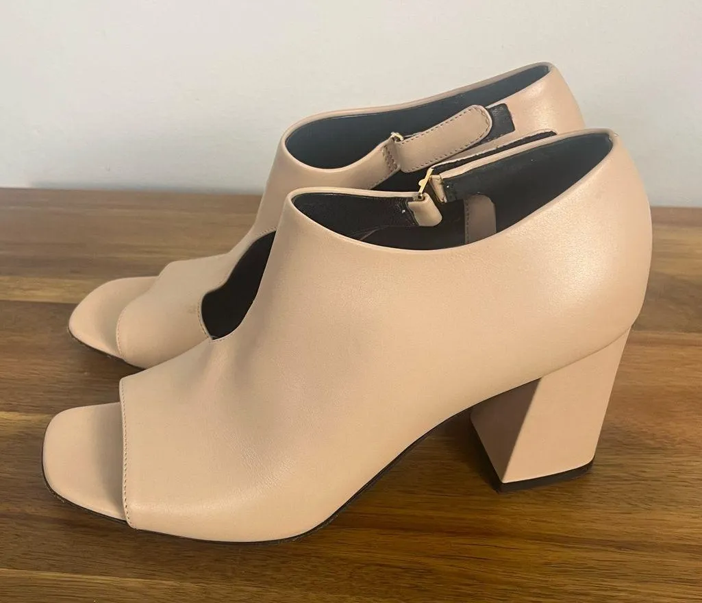 ViaSpiga Eladine Leather Cutout Peep Toe Pump Italy Women's Size 7.5 Tan - Image 2