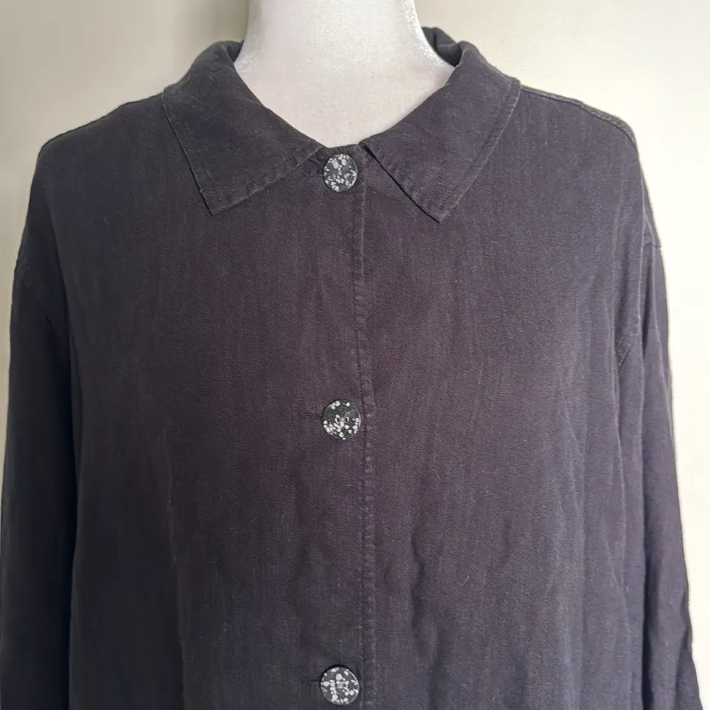 J. Jill Linen Rayon Blend Long Sleeve Button Front Shirt Medium Tall - Image 2