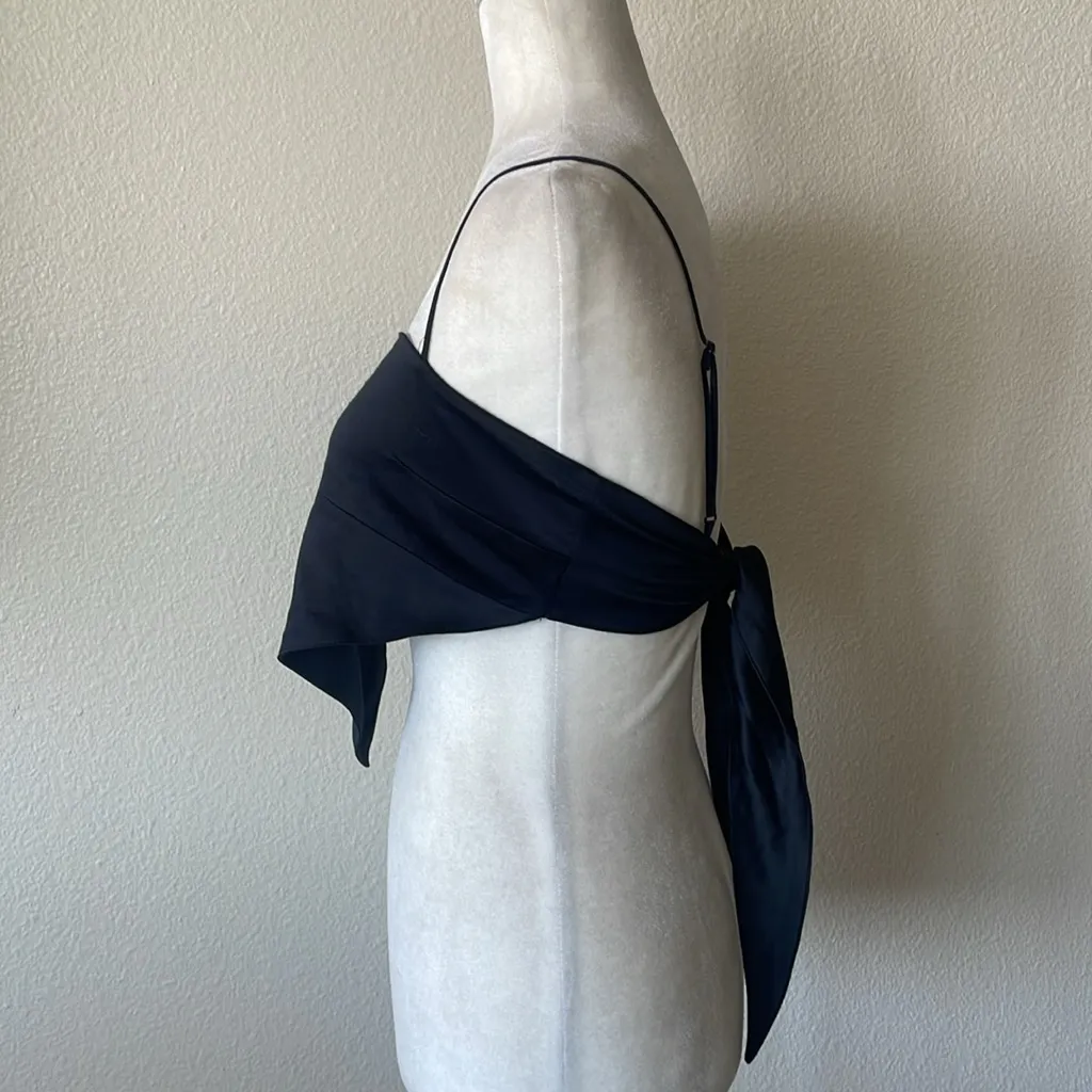 Danielle Bernstein Danielle Bernstein by WeWoreWhat Cowl Top Stretch Charmeuse Black Large - Image 6