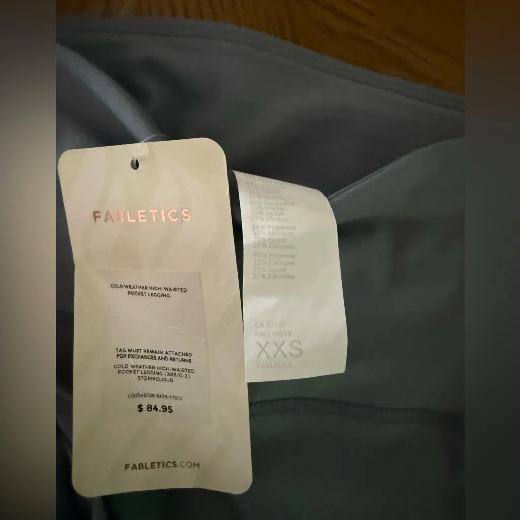 Fabletics Cold Weather High-Waisted Legging Stormcloud Size XXS NWT - Image 13