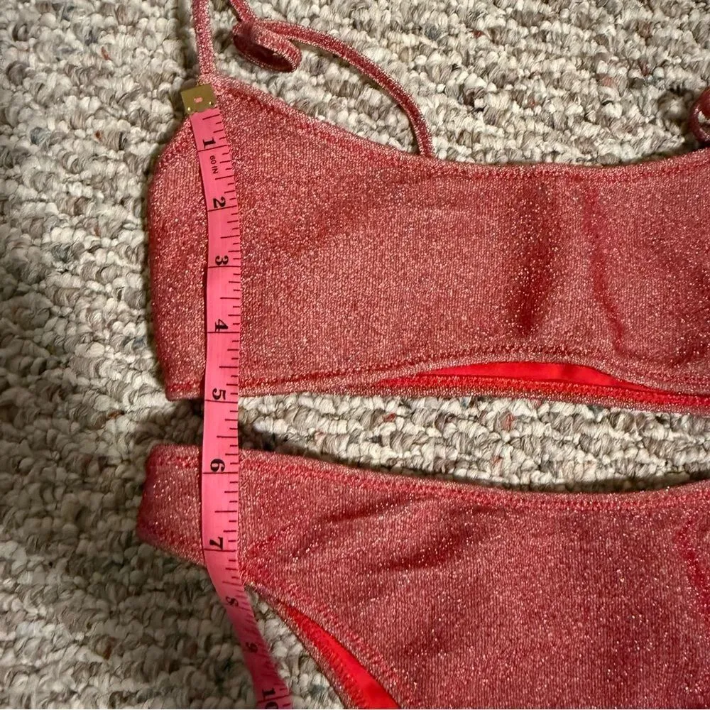 Kendall & Kylie Red Shimmer Bandeau Bikini- Size Small - Image 5