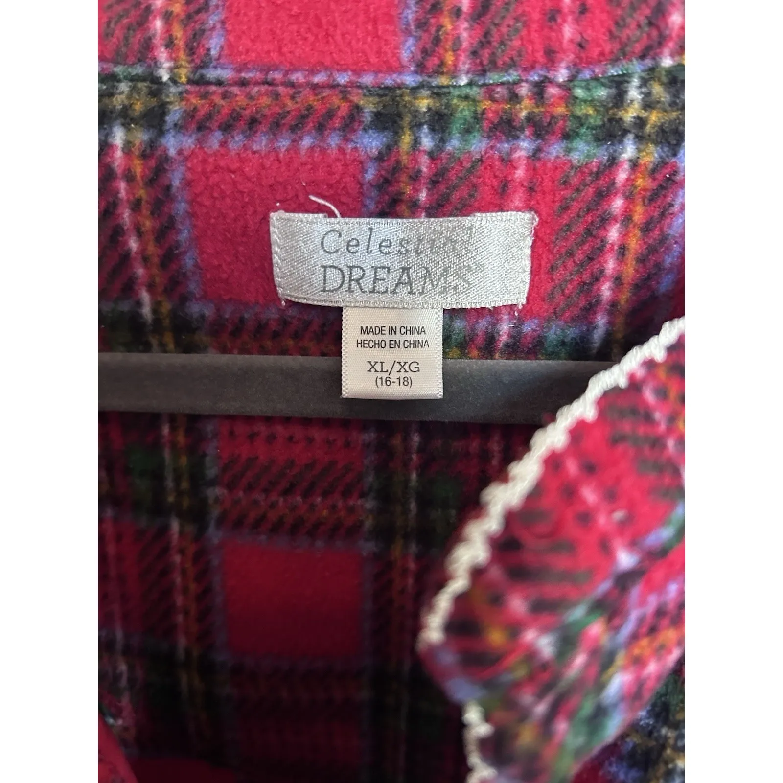 Celestial Dreams Women's XL (16/18) Red Plaid Long sleeve Maxi Fleece Gown - Image 5