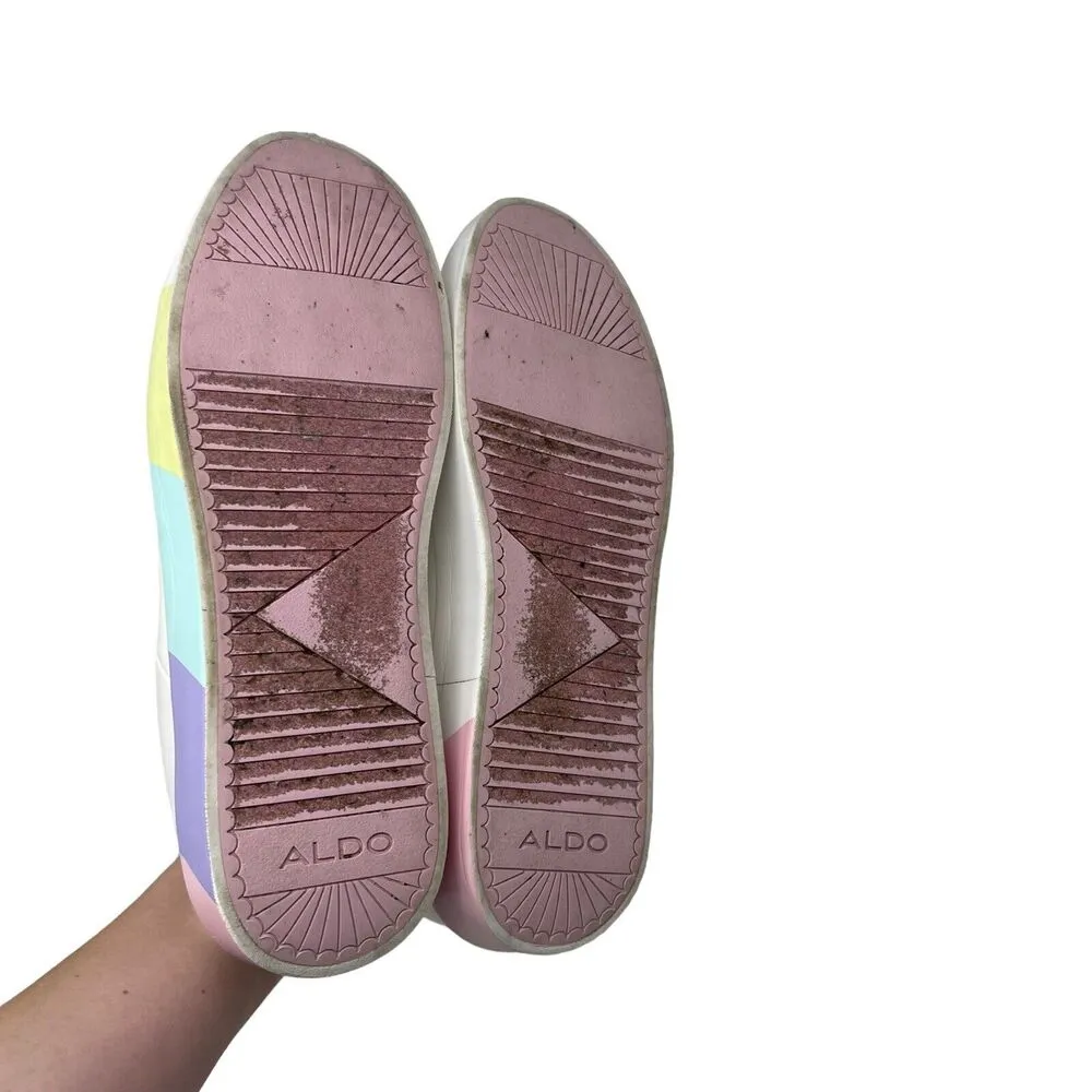 ALDO Etilivia Pastel Rainbow White Sneakers Low Top Casual Womens 40 US 9 - Image 5