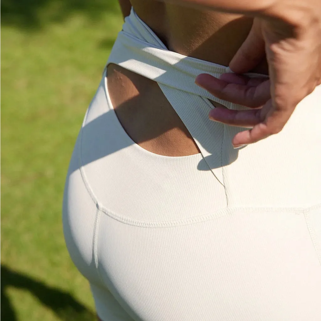 Berlook White High Waist Ribbed Yoga Shorts 4” Size XS - Image 5