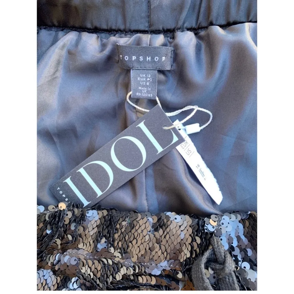 Idol Black Full Sequin Elastic Crop Leg Jogger Pants NWT Size 8 $240 - Image 5