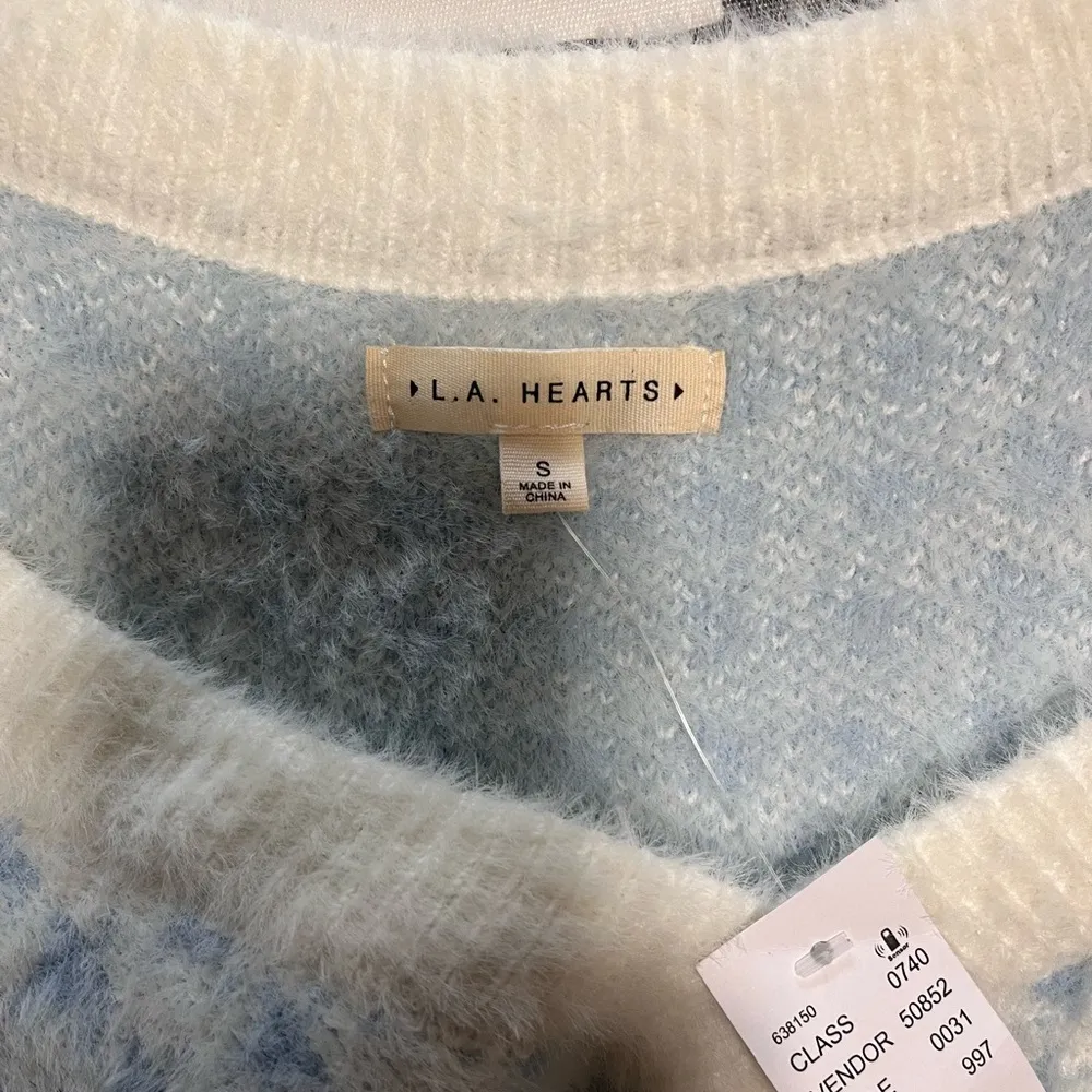 PACSUN LA HEARTS Houndstooth V-Neck Fuzzy Sweater NWT Women’s Sz S - Image 4